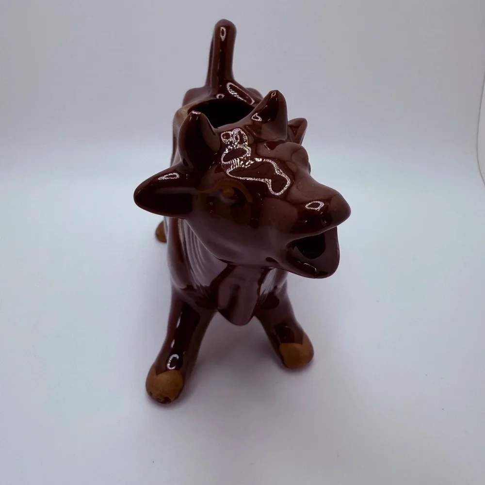 Vintage Brown Ceramic Cow Creamer‎ Pitcher Japan Novelty Farm Kitchen Decor